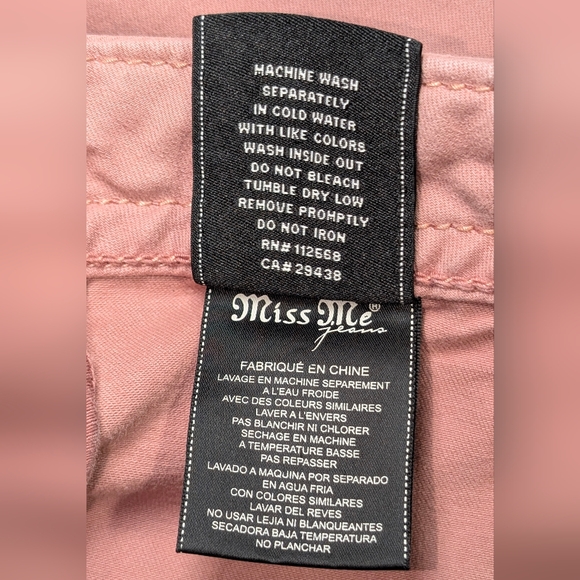 Miss Me Mid Rise Easy Crop Dusty Pink Cropped Jeans Stretch, Women's 14, 32 - Picture 6 of 6